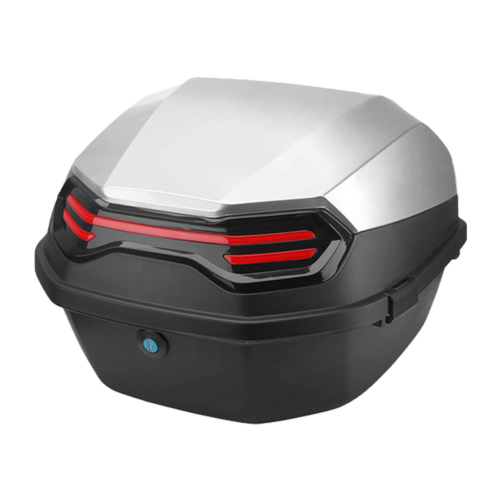 Motorcycle Top Case Tail Box Carrier Case Waterproof Trunk Luggage Plastic Case Lockable with 35L Capacity (Silver gray), WX101