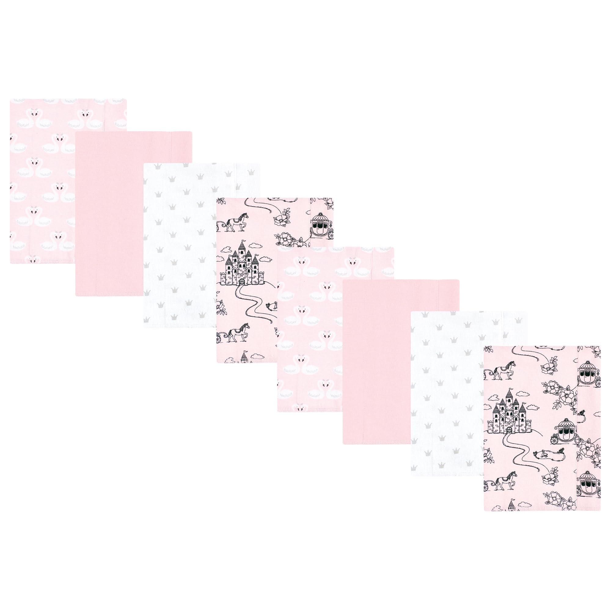 Hudson Baby Cotton Poly Flannel Burp Cloths Multipack, Fairytale Princess 8-Pack, One Size