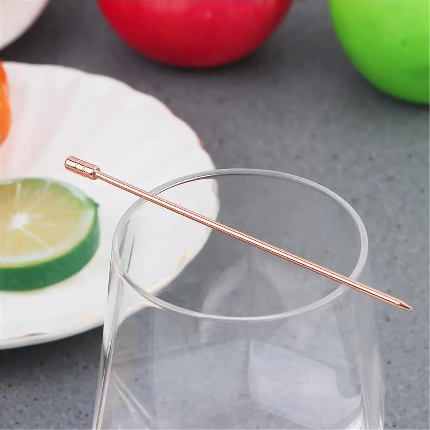 Cocktail Picks 5pcs Stainless Steel Party Bar Kitchen Tools For Drinks Fruit Fork Toothpicks For Party(Copper-3)