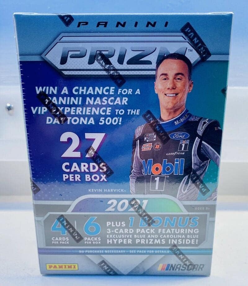 2021 Panini Prizm Racing NASCAR Factory Sealed Blaster Box 7 Packs, 27 Cards in all Look for 3 Blue and Carolina Blue Hyper Prizms. Chase ultra-rare Color Blast and Lava Flow Inserts.