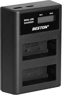شاحن BESTON W235C LCD ثنائي USB (Micro USB وType-C) لبطارية Fujifilm NP-W235C