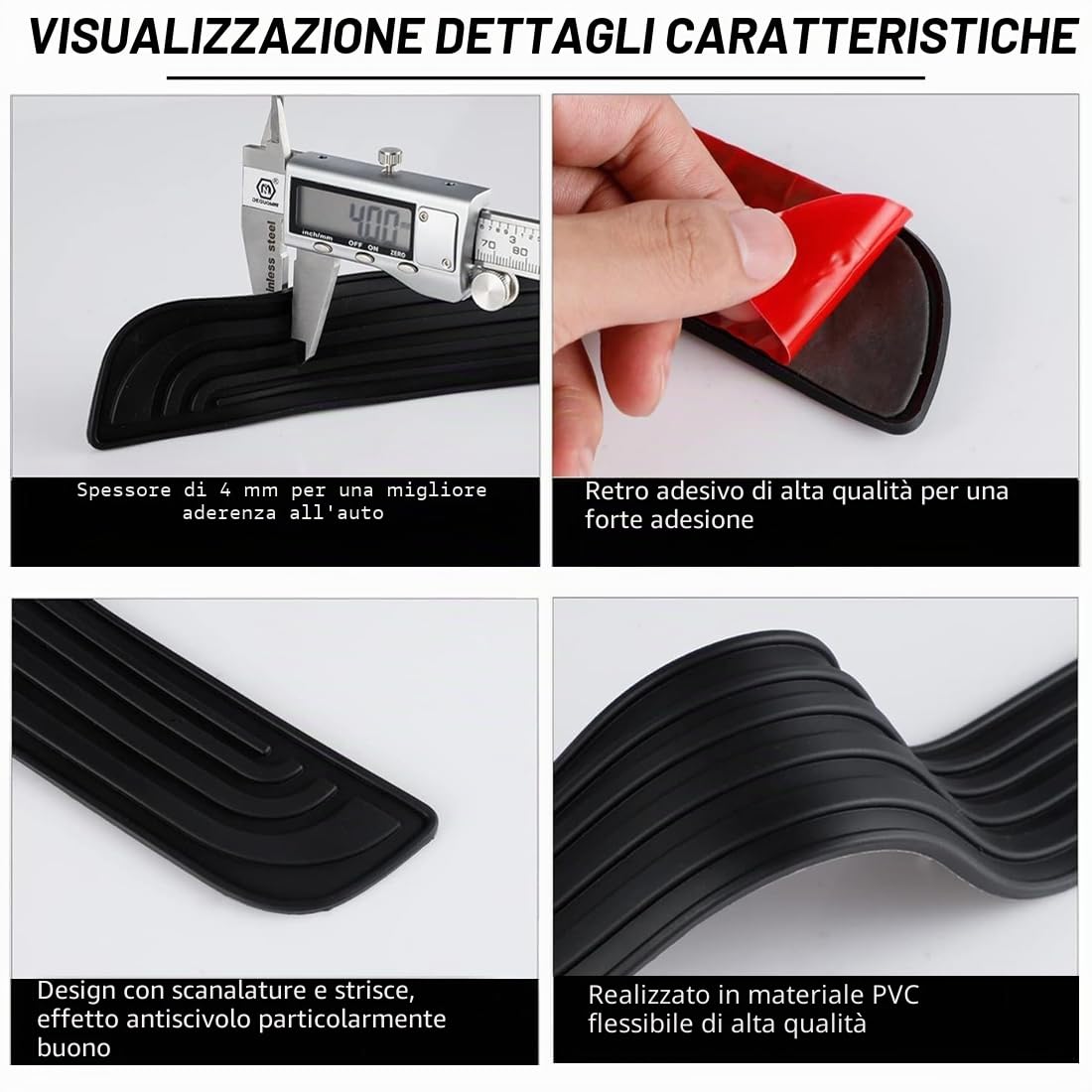 4 Pezzi Battitacco Auto,protezione battitacco auto,Battitacco Adesivi Soglie Porte,Battitacco Auto Universale,per la porta anteriore/posteriore dell'auto (Nero)