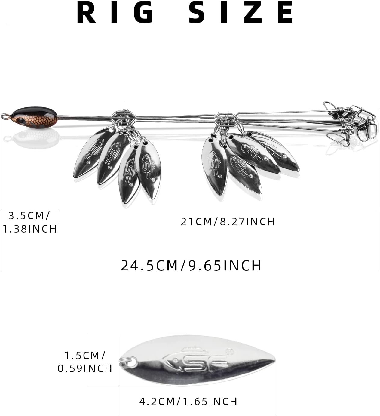 SF 5 Arms Alabama Umbrella Rigs with 8 Blades Ultralight Willow Blade Multi-Lure Rig for Bass Fishing Lures Bait Saltwater Freshwater : Sports & Outdoors