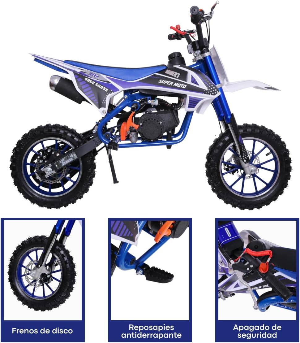 Starkids Skr1006 Petrol Double Exhaust Kids Dirt Bike (Blue)
