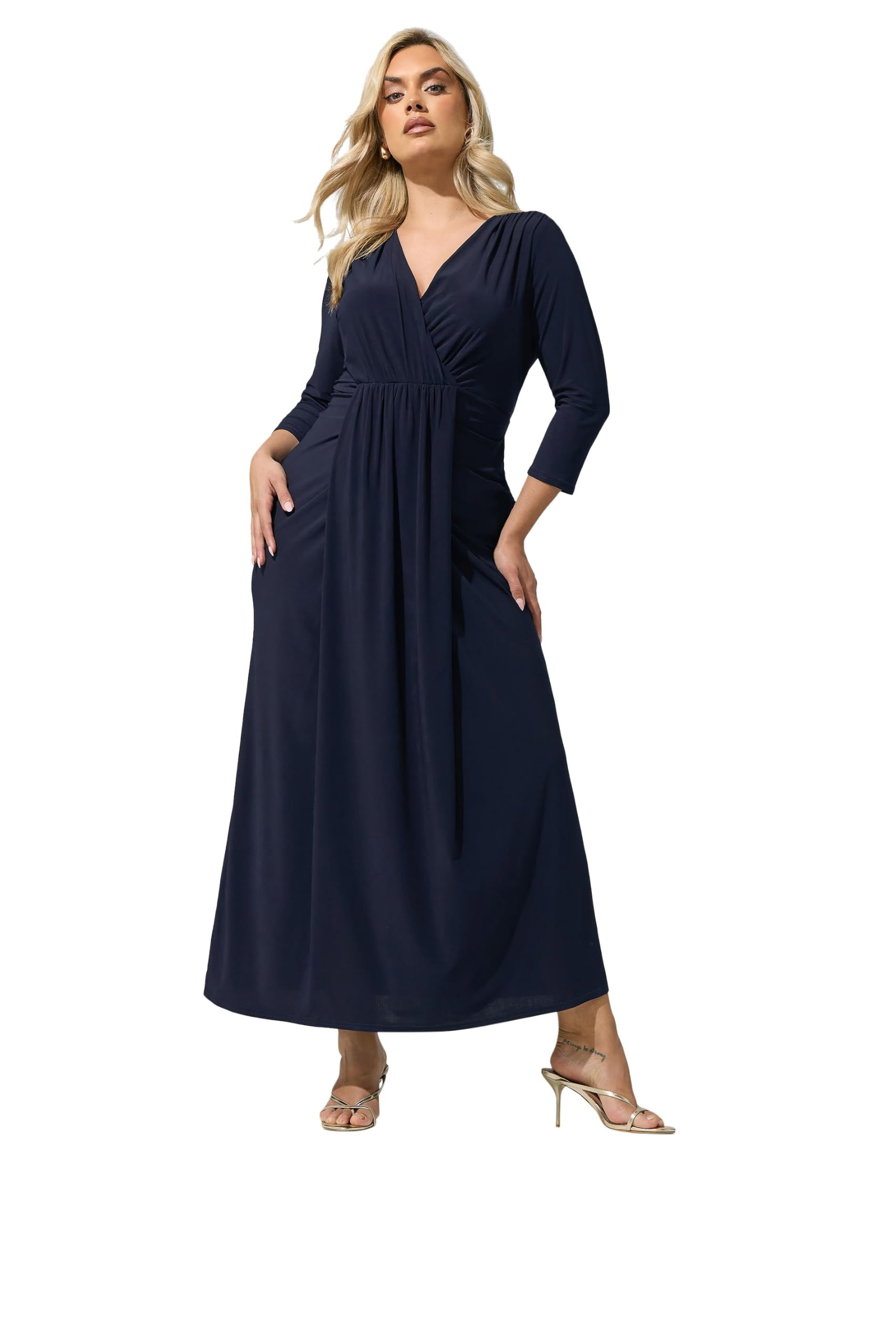 Yours Women's Dark Navy Maxi Drape Dress In | Size: 26-28