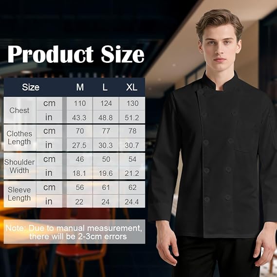 DiULi Chef Jacket, Unisex Chef's Short Sleeve Jacket Professional Lightweight Chef Jackets Protective Safety Short Sleeve Coat Modern Chesfswear