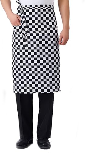 Miniatura 1 de LISSOMPLUME Delantal unisex de media cintura para cocina, con babero de trabajo, bistró, delantales de servidor
