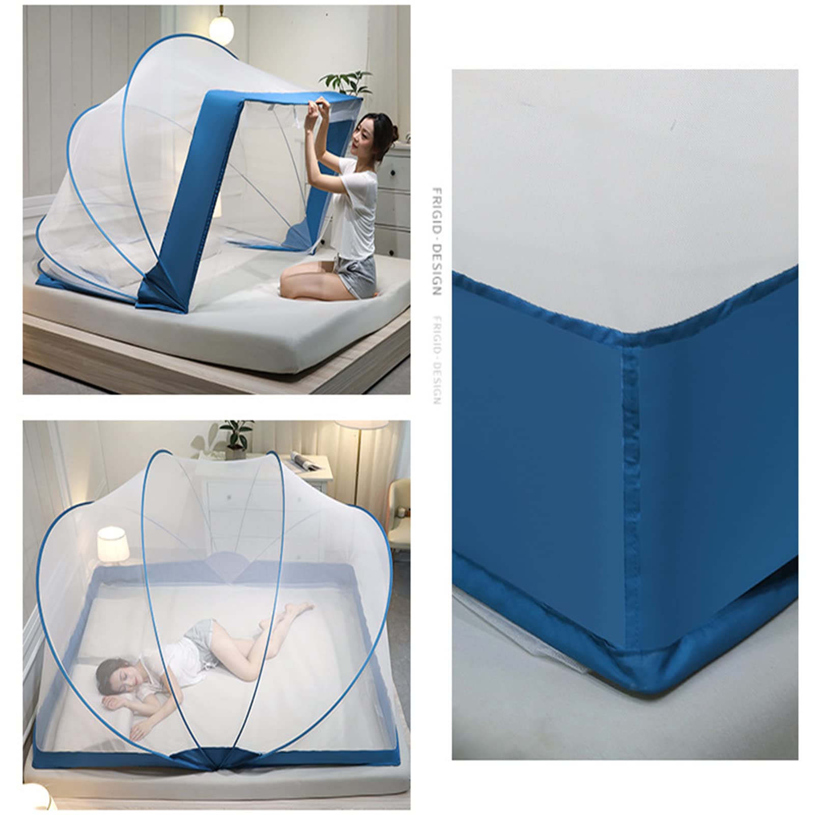 Mosquitera Plegable portátil para Adultos, sin Necesidad de instalación, Transpirable y práctica. Protege de los Insectos. Color Azul. Medidas: 80 x 190 x 120 cm.