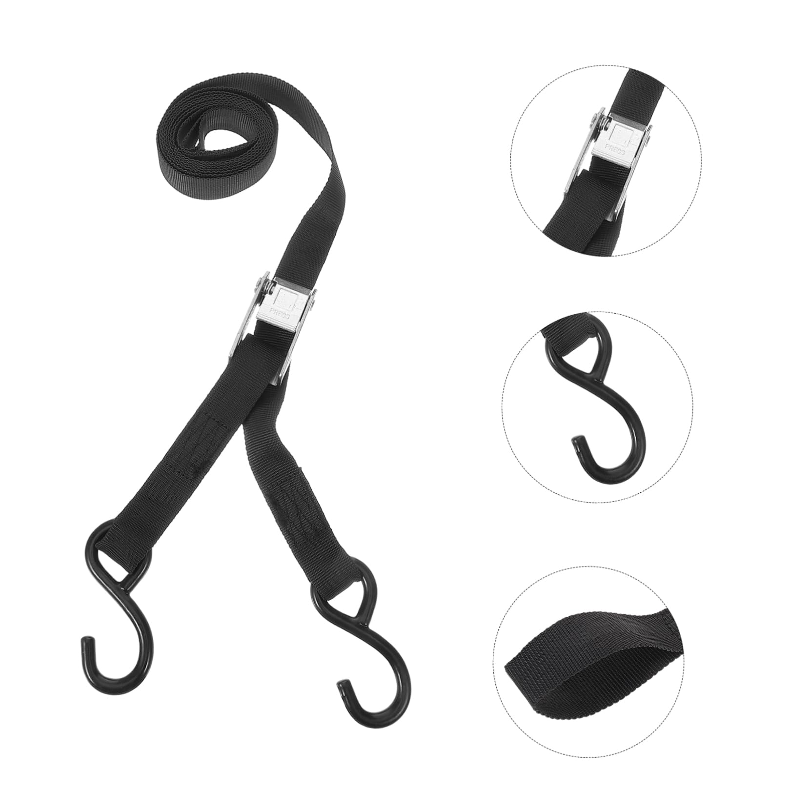 Motorrad Spanngurt aus Polyester, Schwarz, Zurrriemen | Gepäckgurt zum Sichern von Motorrädern, Befestigungsriemen für Ladung, 2 Stück Packung