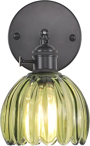 Miniatura 13 de Candelabro de Pared Vintage Operado por Batería con Linda Lámpara de Vidrio Transparente de Tulipán, Luz de Pared Recargable Inalámbrica Alimentada