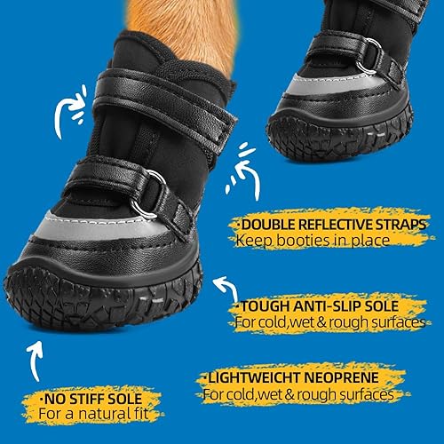 Miniatura 5 de Zapatos para perros pequeños, botas transpirables para perros, protectores de patas para pavimento caliente, nieve de invierno, botines para perros