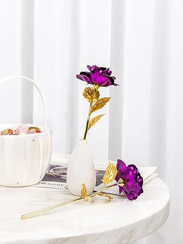 Miniatura 8 de Flor artificial de rosa colorida de oro de 24 quilates, regalos únicos para el día de San Valentín, Acción de Gracias y de la Madre