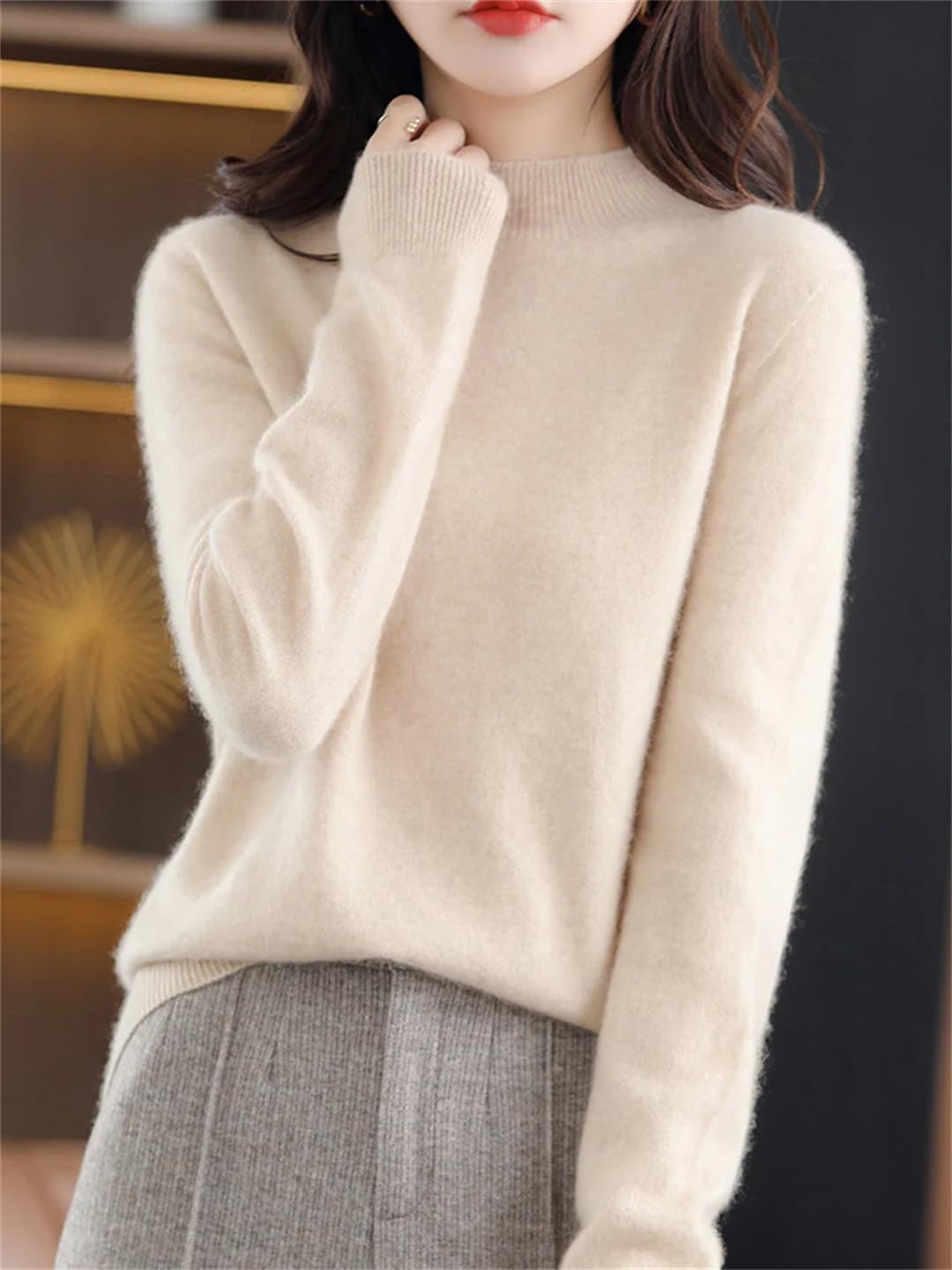 Modny damski sweter z dzianiny golf z długim rękawem sweter jesień sweter top