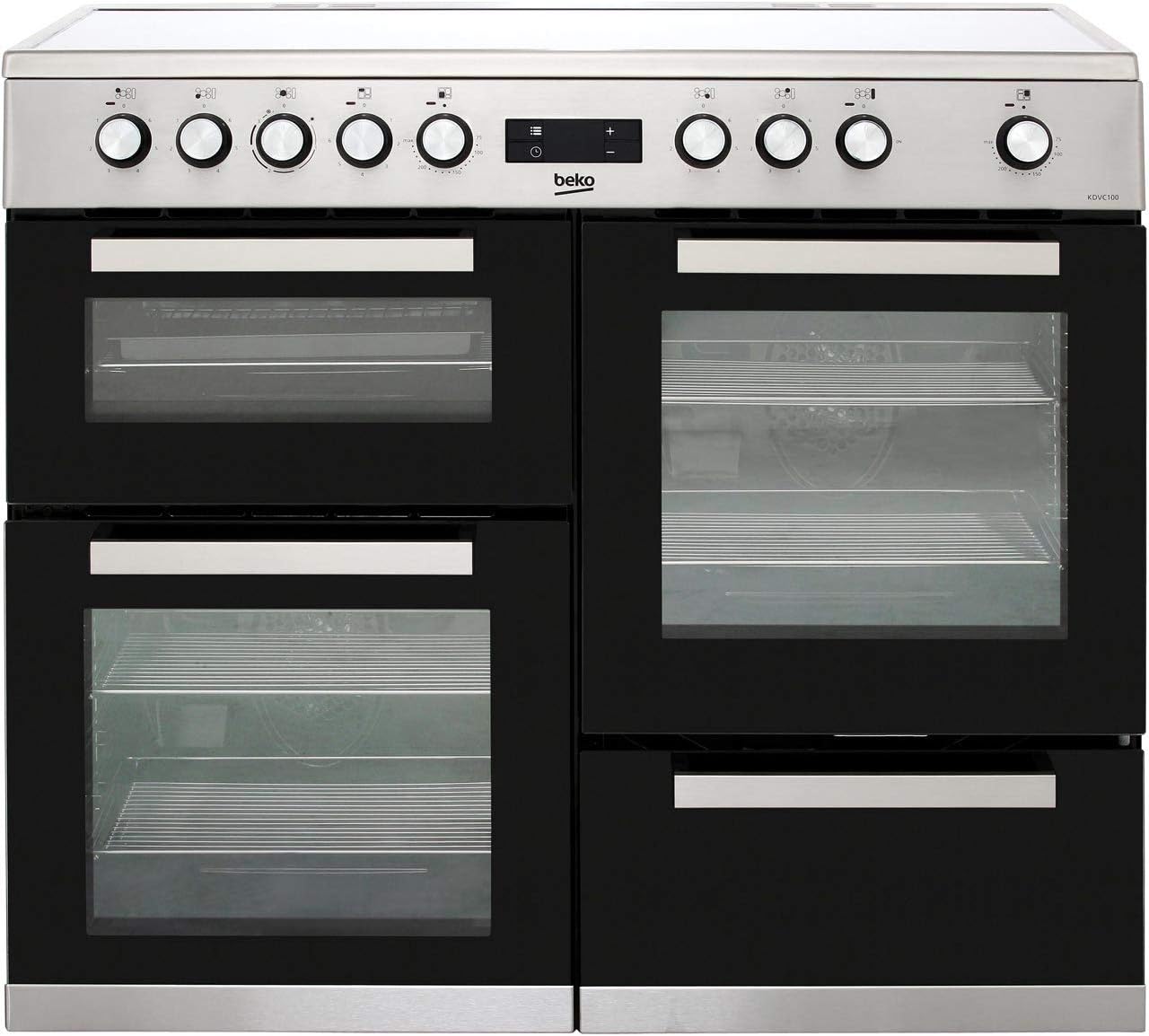 Beko Freestanding 100cm double oven range cooker Stainless Steel