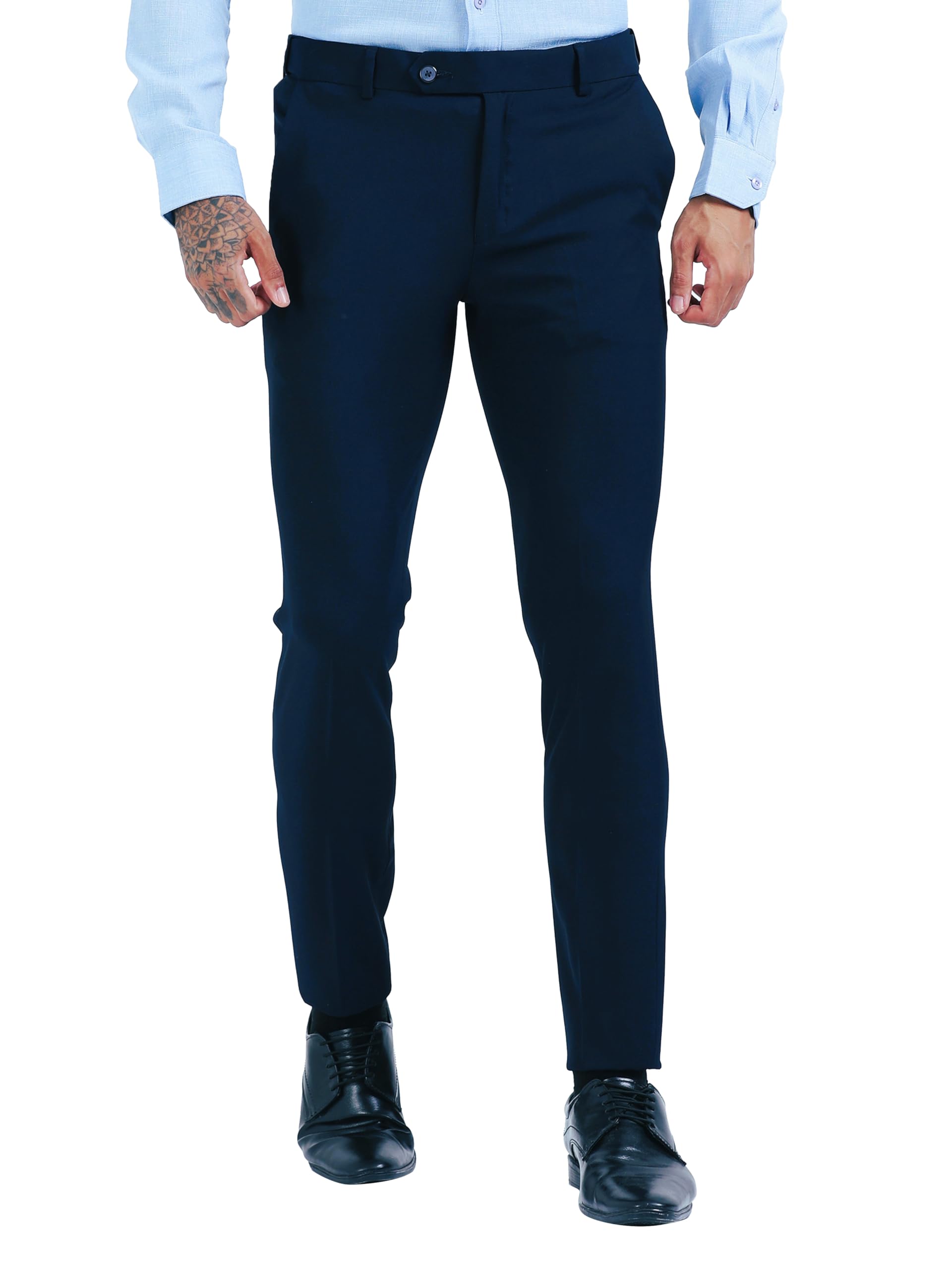 mc henry Men's Techno Flex 2inch-Waist Expandable Wrinkle Free Slim Fit 4 Way Lycra for Elite and Luxurious Formal/Casual Trousers-picture-39
