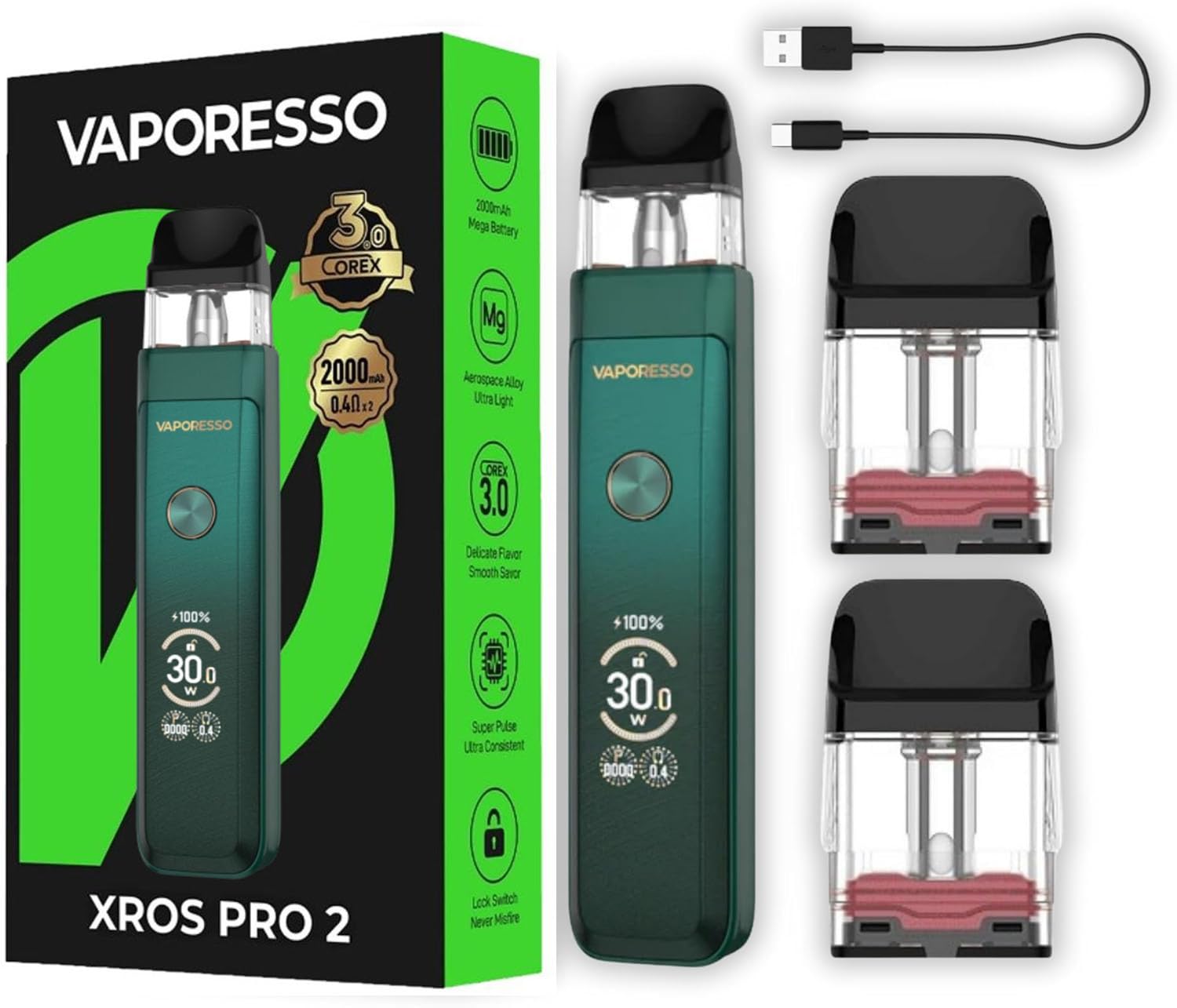 Vaporesso XROS Pro 2 pod kit Top Filling 3ml XROS Pod 0.4ohm Mesh Pod Cartridge 30W Vape 2000mAh Battery Button Activation/Auto Draw Cigarette Vaporizer No Nicotine (Verde gema) : Amazon.es: Electrnica Vaporesso XROS Pro 2 pod kit Top Filling 3ml XROS Pod 0.4ohm Mesh Pod Cartridge 30W Vape 2000mAh Battery Button Activation/Auto Draw Cigarette Vaporizer No Nicotine (Verde gema) : Amazon.es: Electrnica