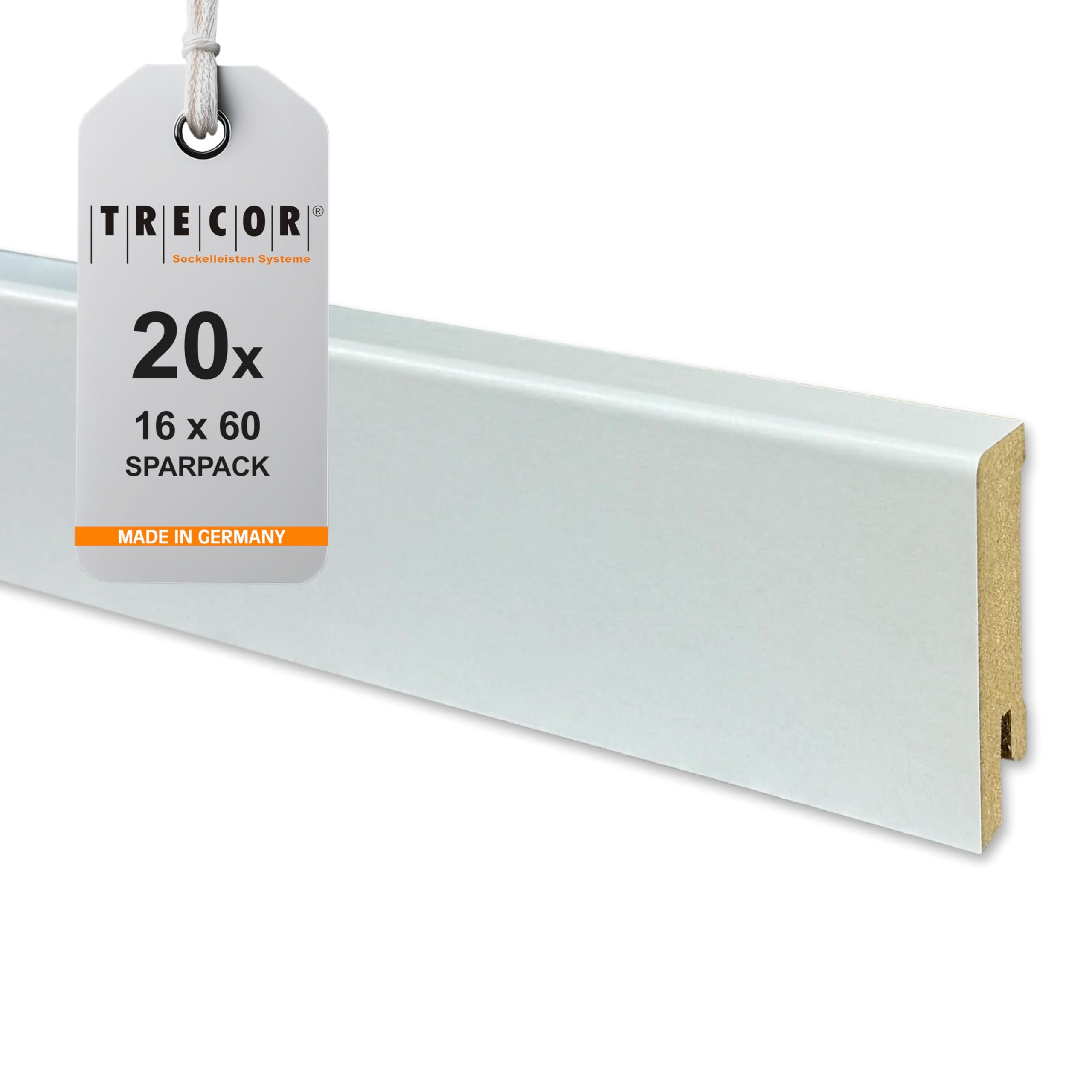 Listwa przypodłogowa CUBE nowoczesna listwa przypodłogowa biała foliowana z frezowaniem Clipstar - wysokość 60 mm - głębokość: 16 mm - długość: 240 cm (20 szt. - 48 m)