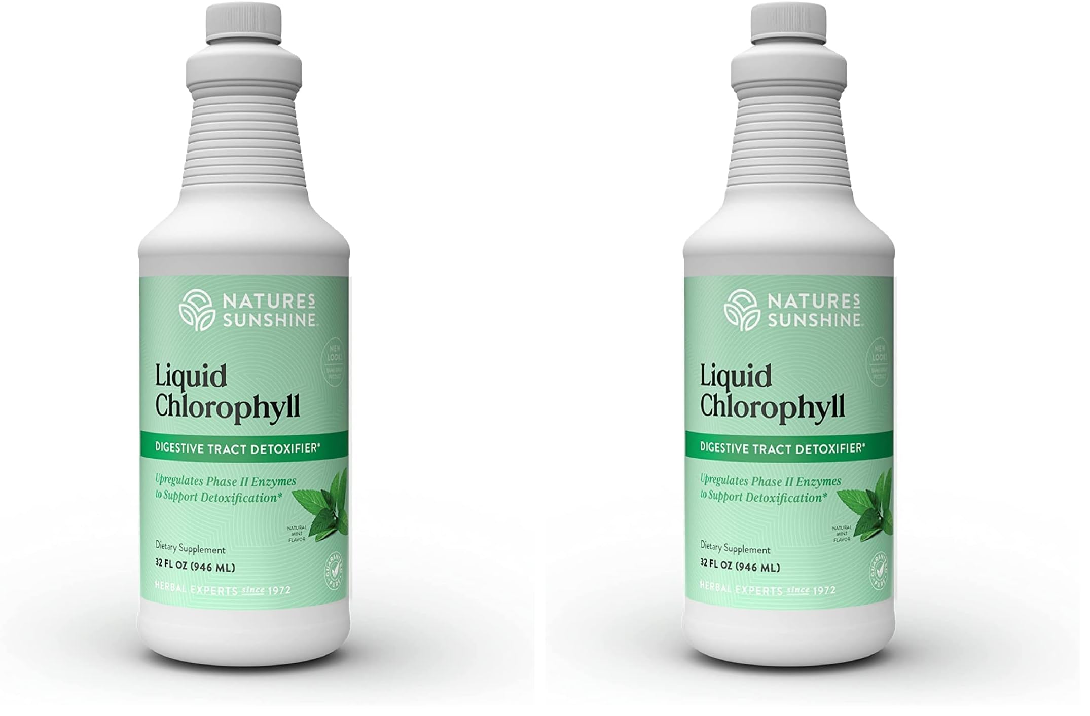 Nature's Sunshine Liquid Chlorophyll - Immunity Support, Detox & Cleanse, Chlorophyll Liquid Drops with Spearmint Oil, and Internal Deodorant (Original, 32 Fl Oz) (Pack of 2) Unflavoured 32 Fl Oz (Pack of 2)