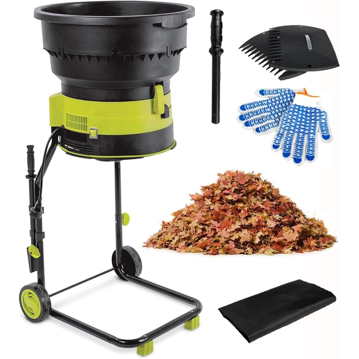 Trituradora De Jardín Eléctrica - Trituradora De Abono De Hojas Y Madera De 2500 W - Ancho De Corte De 54 Mm, 8000 RPM Trituradoras para Desechos De Jardín Hojas Ramas 20mPowercord