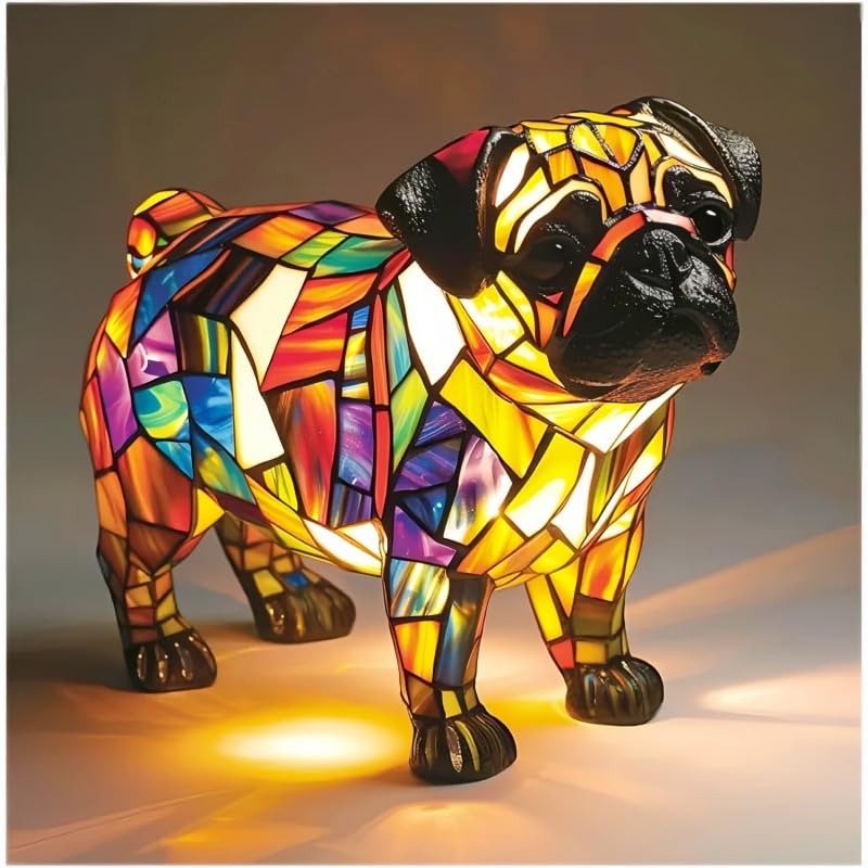 HOPASRISEE Corgi Lamp and Pug Lamp, Dog Series Art Night Light with Warm Ambient Glow, Cute Pet Dogs Themed LED Table Night Lamps for Home Decor, Fun Gift for Dog Lovers (F) — image 1