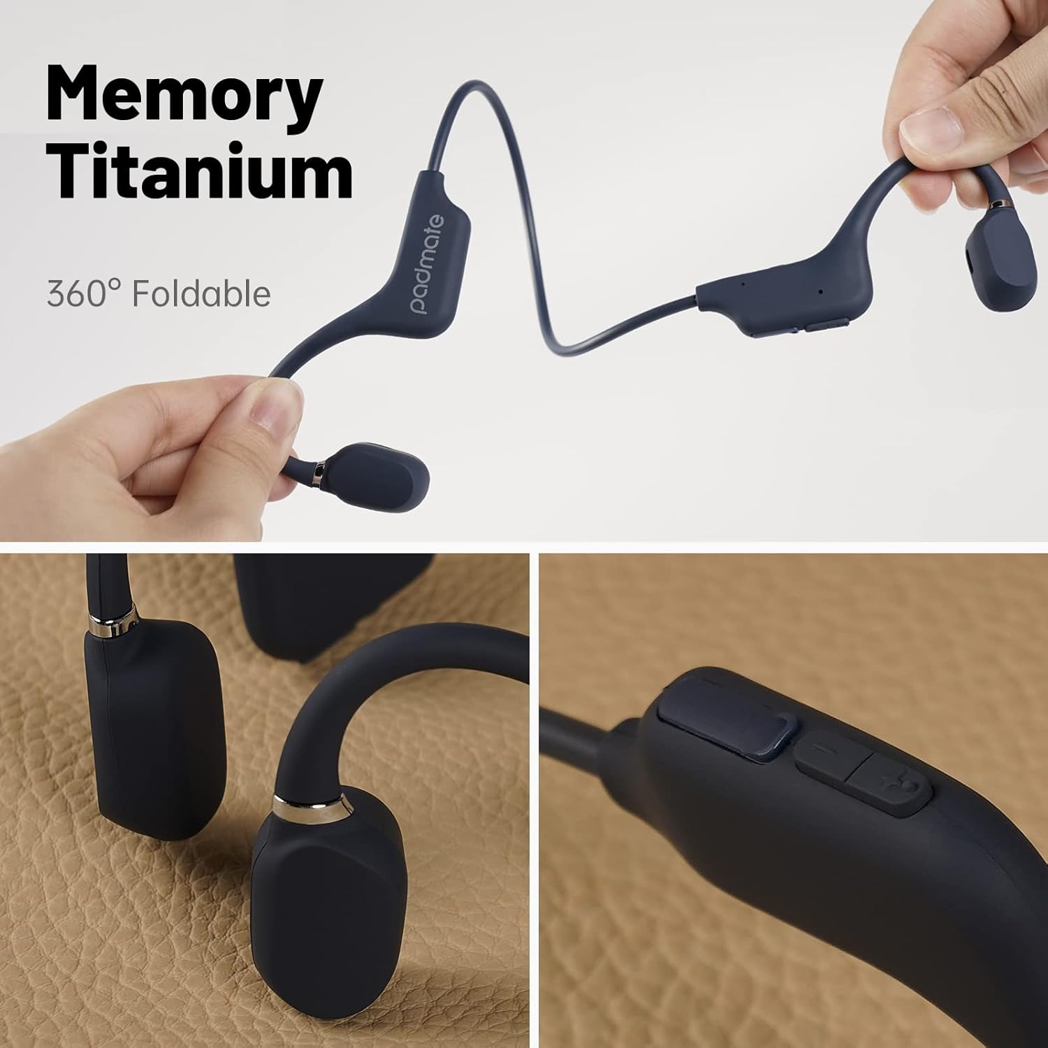 Hands folding the flexible headphones