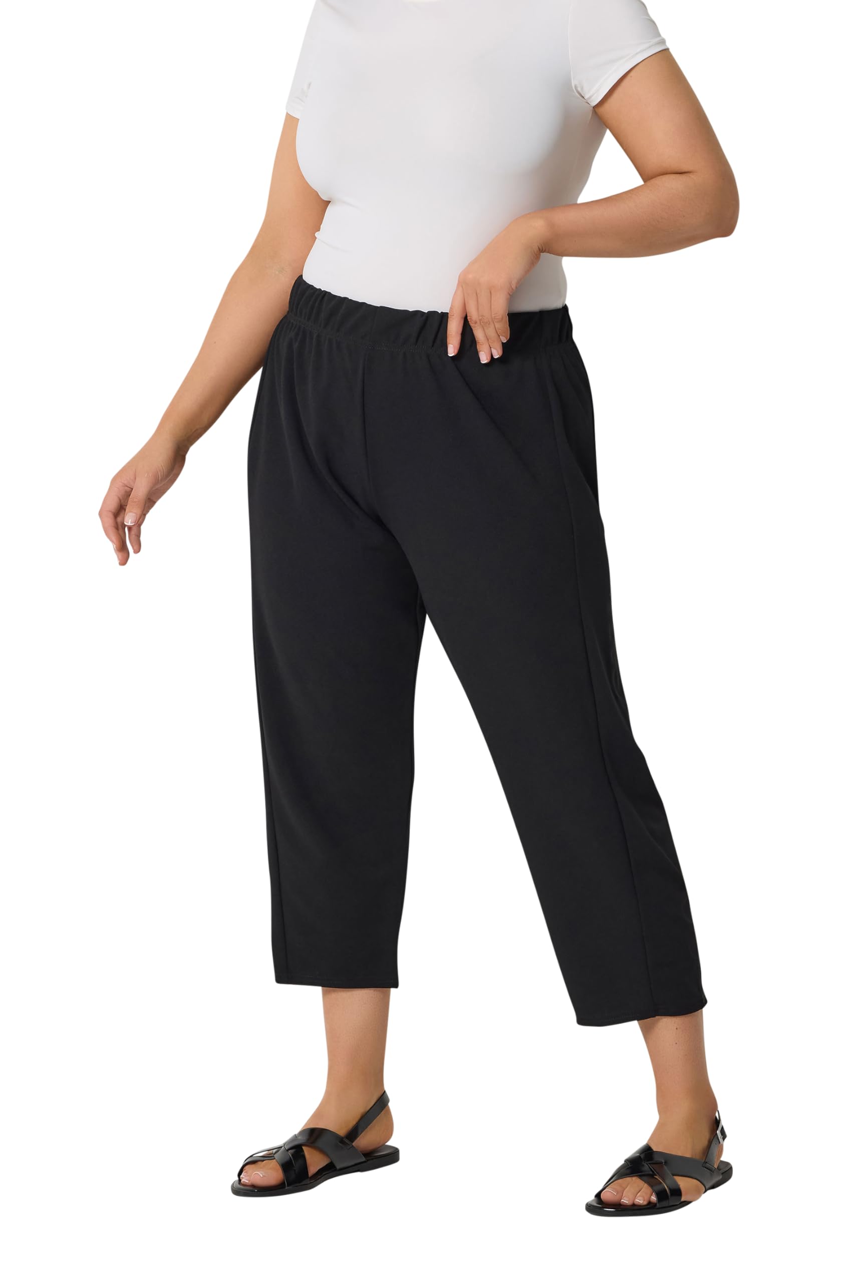 Yours Women's Black Barrel Trousers In | Size: 22/24