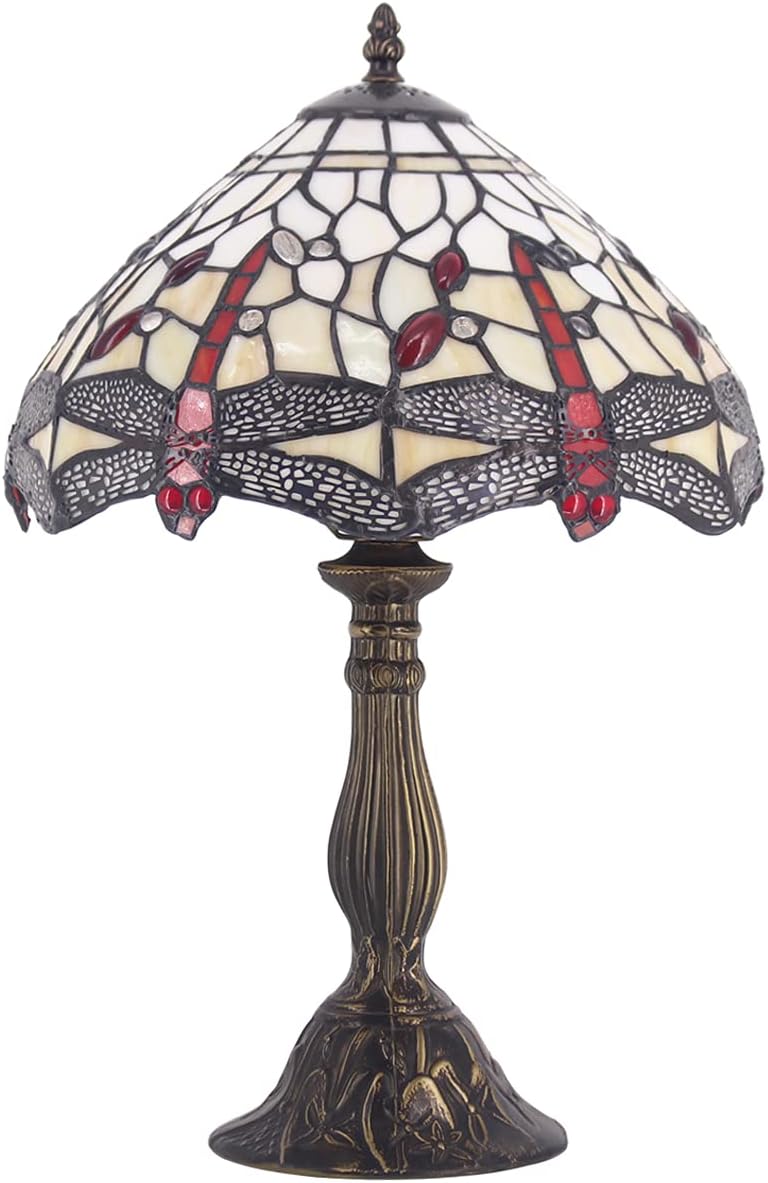 Exclusive Discount 70% Price Tiffany Bedside Lamp Table Amber Cloudy Stained Glass Dragonfly Desk Light 18 Tall Antique Memory Sympathy Downlight Living Room Bedroom Coffee Bar Bohemian Nightlights WERFACTORY LED Bulb Better