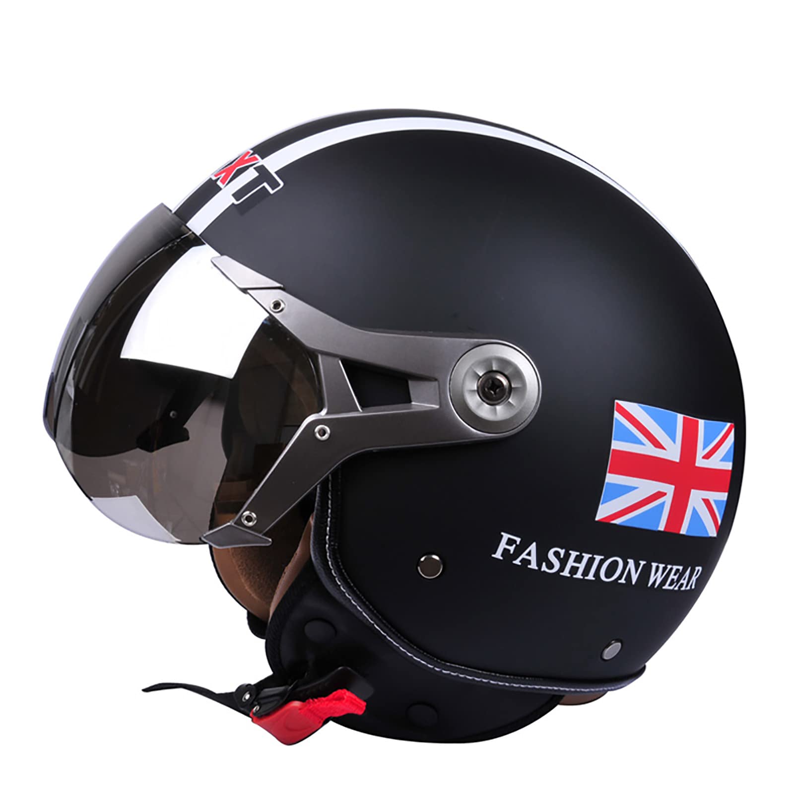 JATIBOSH Medio Casco Retro Tratamiento De Fortalecimiento, Antiarañazos Motocicleta Casco, Lentes Chapadas En Plata Clara De Primera Calidad Jet Ciclomotor Abierto Cascos, Certificación ECE