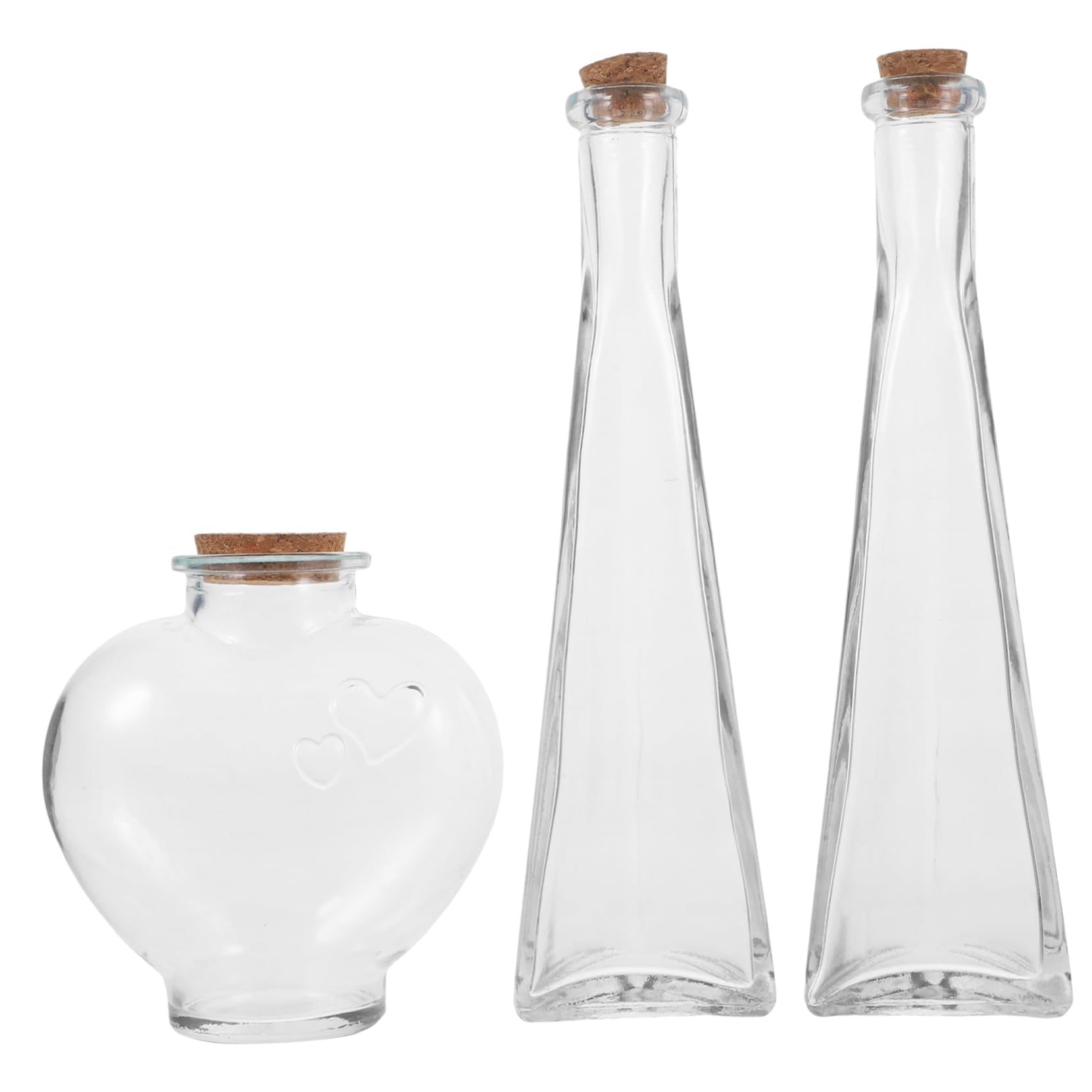 Juego De 3 Botellas Para Ceremonias, Tarros De Arena, Botellas Decorativas Para Ceremonias De Boda, Botellas De Cristal Con Forma De Corazón, Contenedor De Arena Para Ceremonias
