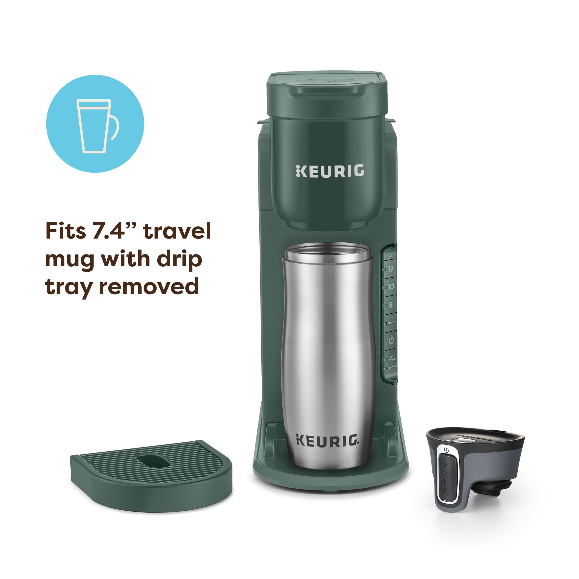 Keurig K-Express Single Serve K-Cup Pod Coffee Maker, 3 Brew Sizes, Strong Button Feature, 42oz Removable Reservoir, Evergreen
