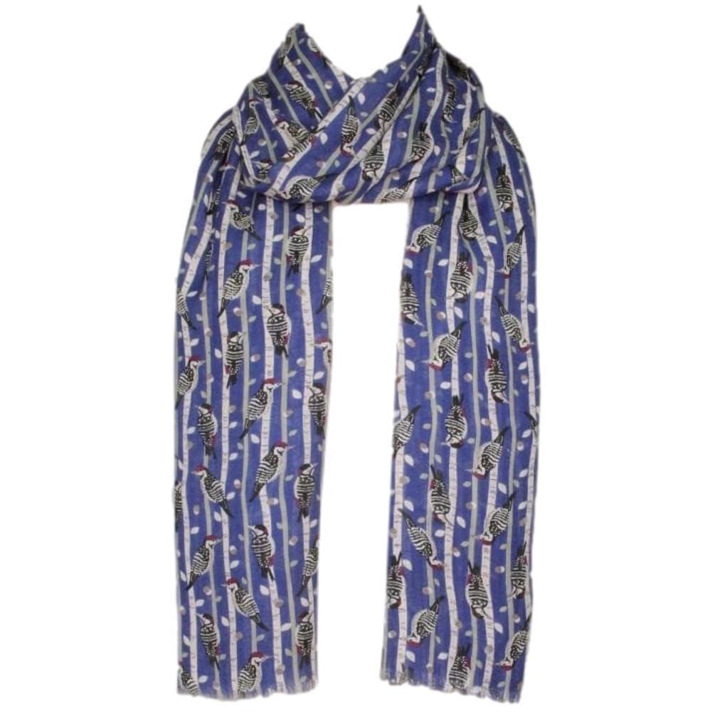 Purple Possum Women's Blue Uk® Woodpecker Scarf Birds Woodpeckers Lightweight Wrap Shawl (Blue)