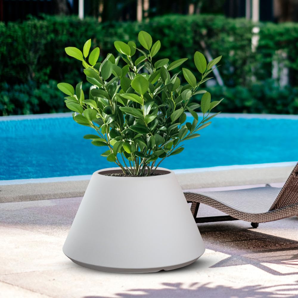 Vase en résine Stromboli blanc D.60x35H pour plantes intérieur et extérieur de grand diamètre