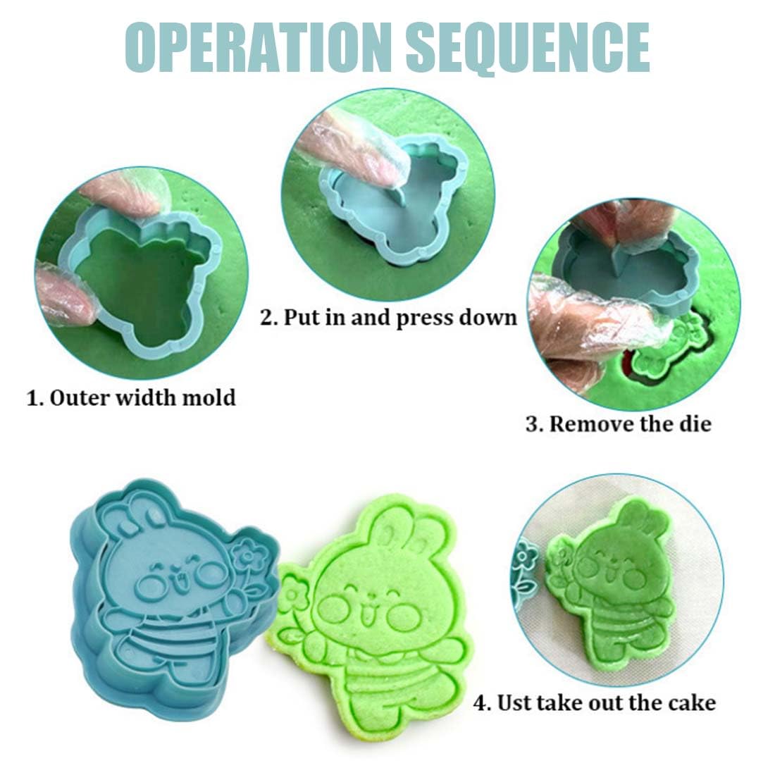 12 Stampini Per Biscotti Pasqua - Forme 3D Conigli E Uova, Plastica Alimentare, Facili Da Usare - Foto 3