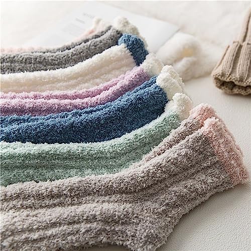 Tergy 6/20 Pairs Fuzzy Socks Soft Cozy Fluffy Warm Winter Sleep Plush Bed Microfiber Slipper Fleece Socks for Women3
