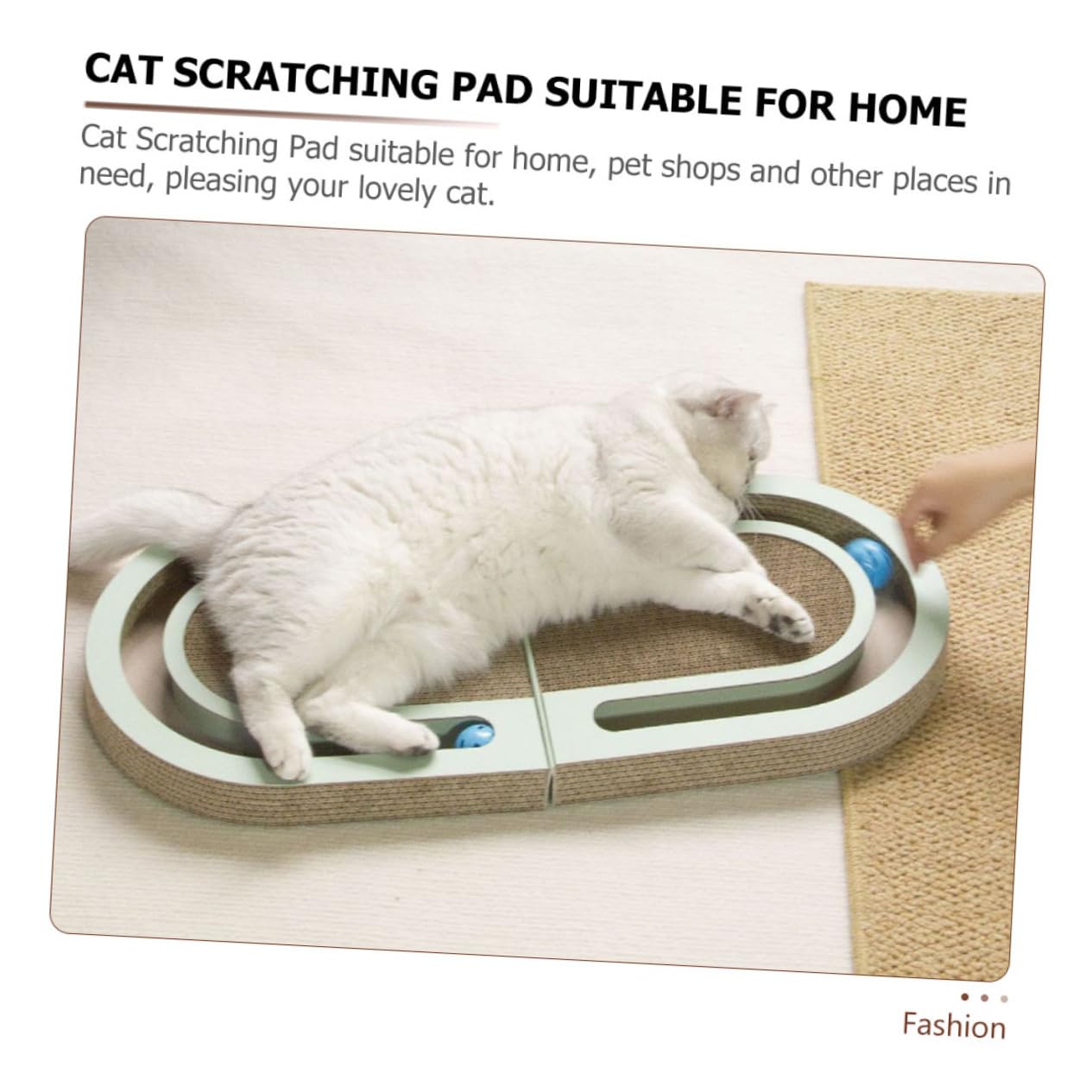 Beavorty Rascador para Gatos Doméstico de Cartón Ondulado Plegable Bola Incorporada, Alfombra Rascadora Adecuado para Gatos y Gatitos en Casa