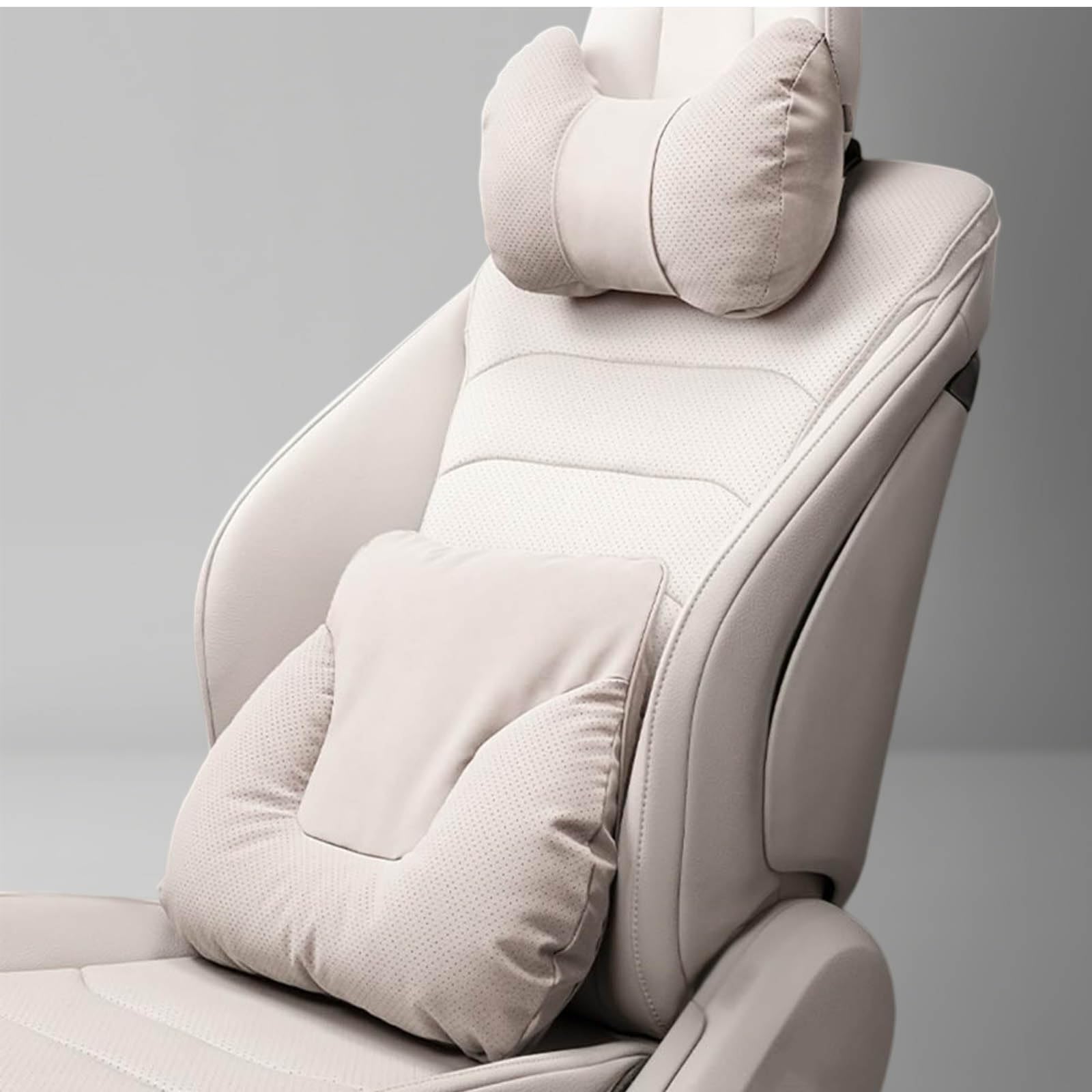 Cojín de Soporte Lumbar y Reposacabezas para Odyssey 2015-2018, Suave Kit de Almohada Lumbar y Cervical para Coche Decoración,Beige