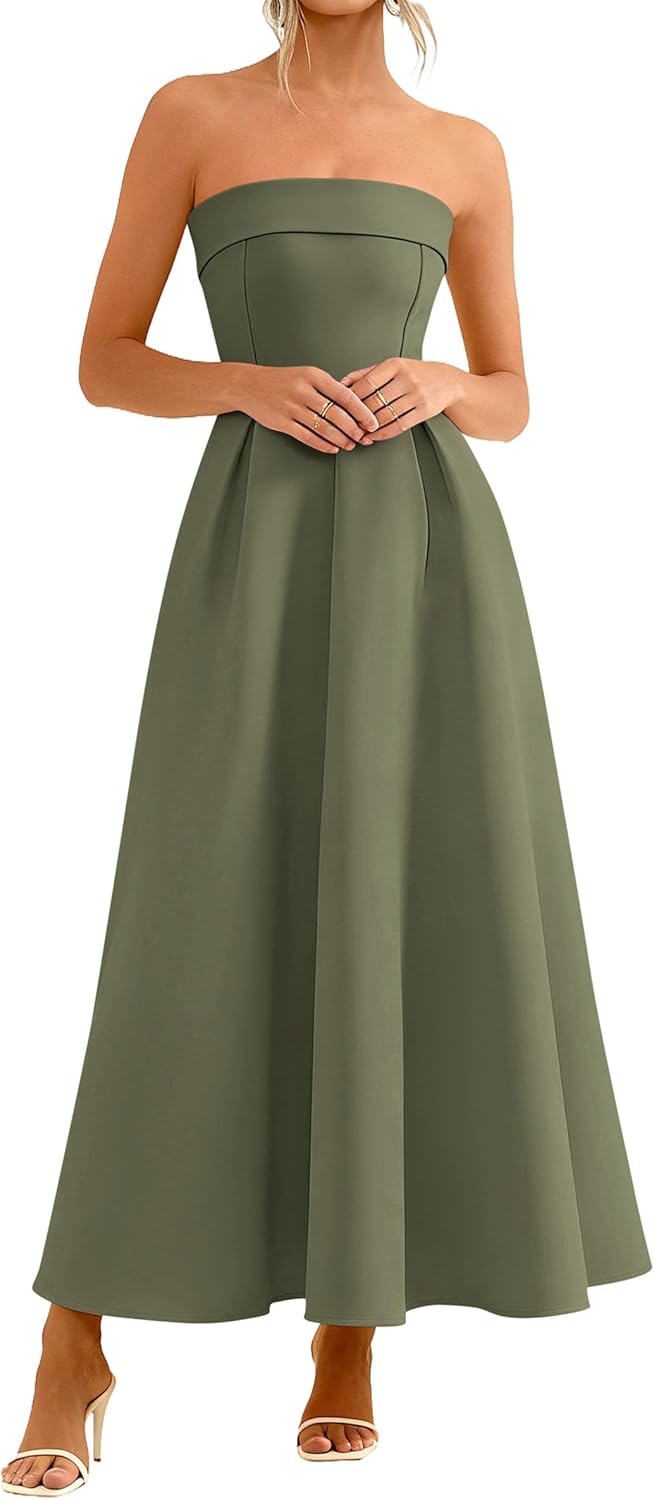 PRETTYGARDEN Cocktail Dresses for Women 2026 Summer Formal Elegant Tube Top Strapless Spring Wedding Guest Party Midi Dress - Image 4