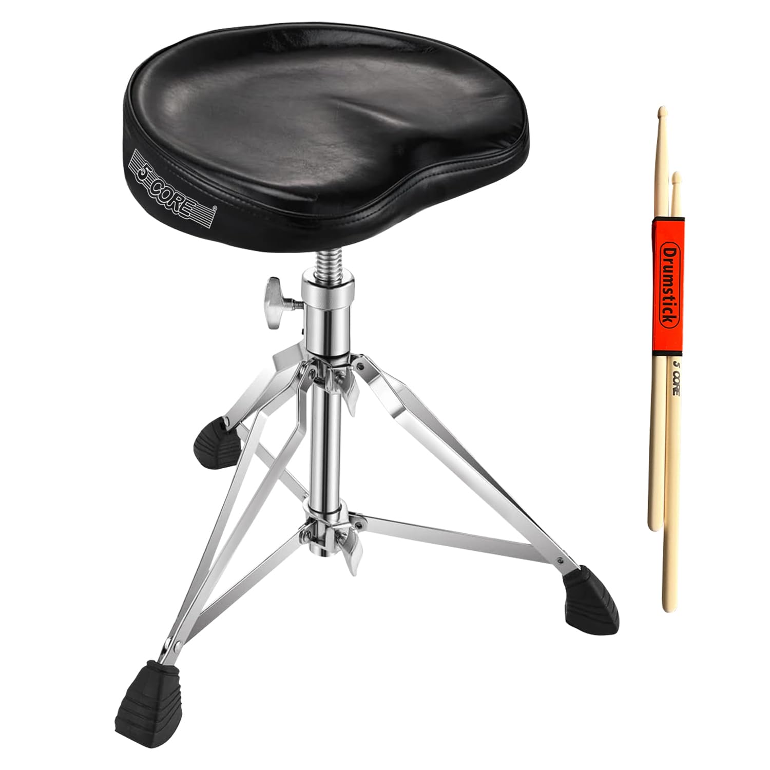 5 CORE Drum Throne Thick Padded Comfortable Guitar Stool with Memory Foam Heavy Duty Adjustable Padded Keyboard Chair Metal Piano Stool Premium Musician Chair Black DS CH BLK SDL HD