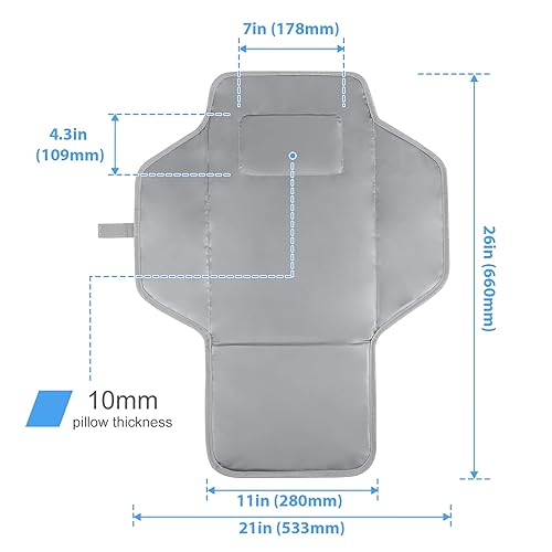 Miniatura 5 de Cambiador portátil de viaje – Cambiador de pañales reutilizable con almohada integrada – Cambiador ligero y plegable (lindo elefante)