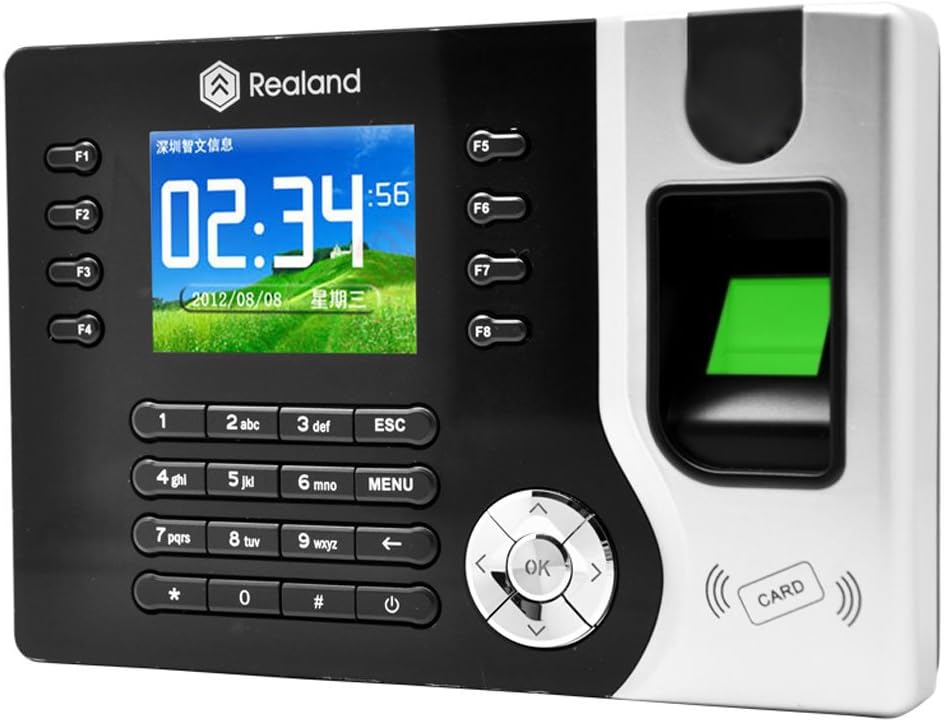 Realand A-C071 2.4" Colorful Screen Biometric Fingerprint Recorder Employee Attendance Time Clock ID Card Reader+Software Driver Manual CD+Power Supply (Adopt USB and TCP/IP communication)