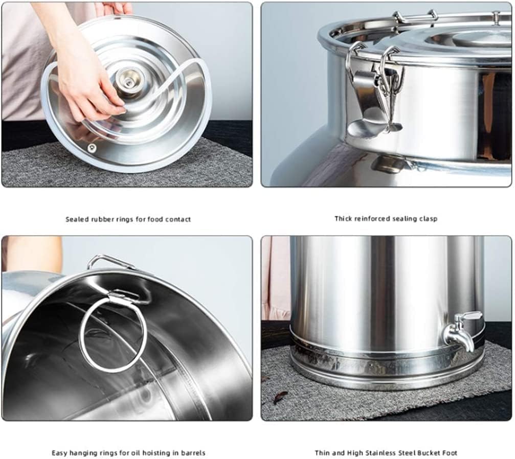 Genérico Bidón de Leche de Acero Inoxidable de 8 l con Grifo, dispensador de Bebidas con Tapa sellada, Almacenamiento de líquidos para Uso doméstico y Comercial, Ideal para fermentación y Servicio de