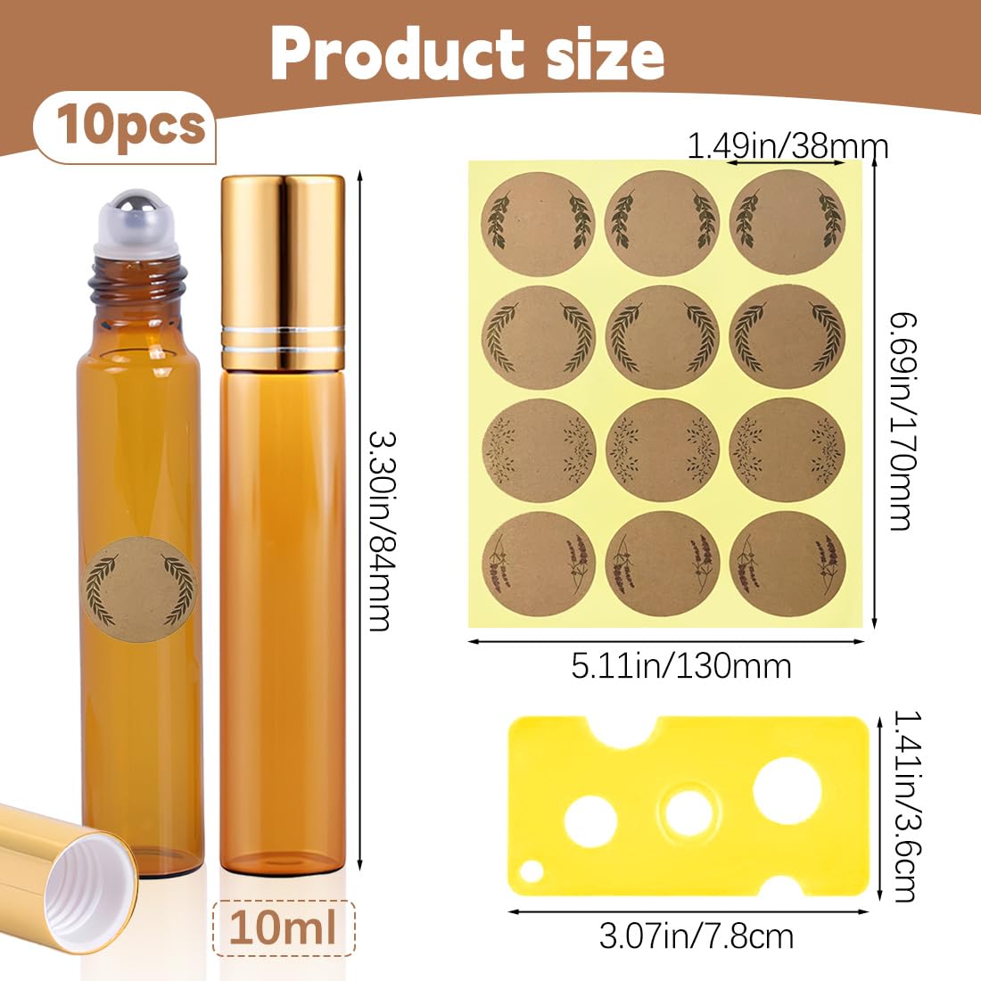 10 Ml Roll On Vuoto Per Oli Essenziali, 10 Pezzi Bottiglie Roll On Per Oli Essenziali, Boccette Vetro Con Sfera In Acciaio Inossidabile, Per Profumi, Oli Essenziali E Cosmetici