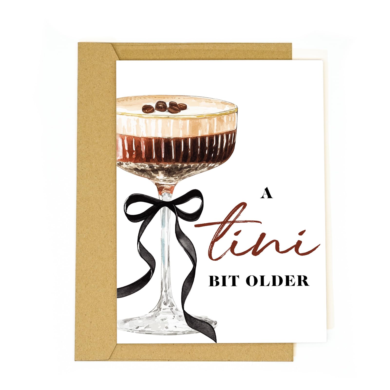 tiangqiwoole Espresso Martini Birthday Card-Funny Coffee & Cocktail Greeting Card for Women Best Friend Sister Daughter Wife-A Tini Bit Older Birthday
