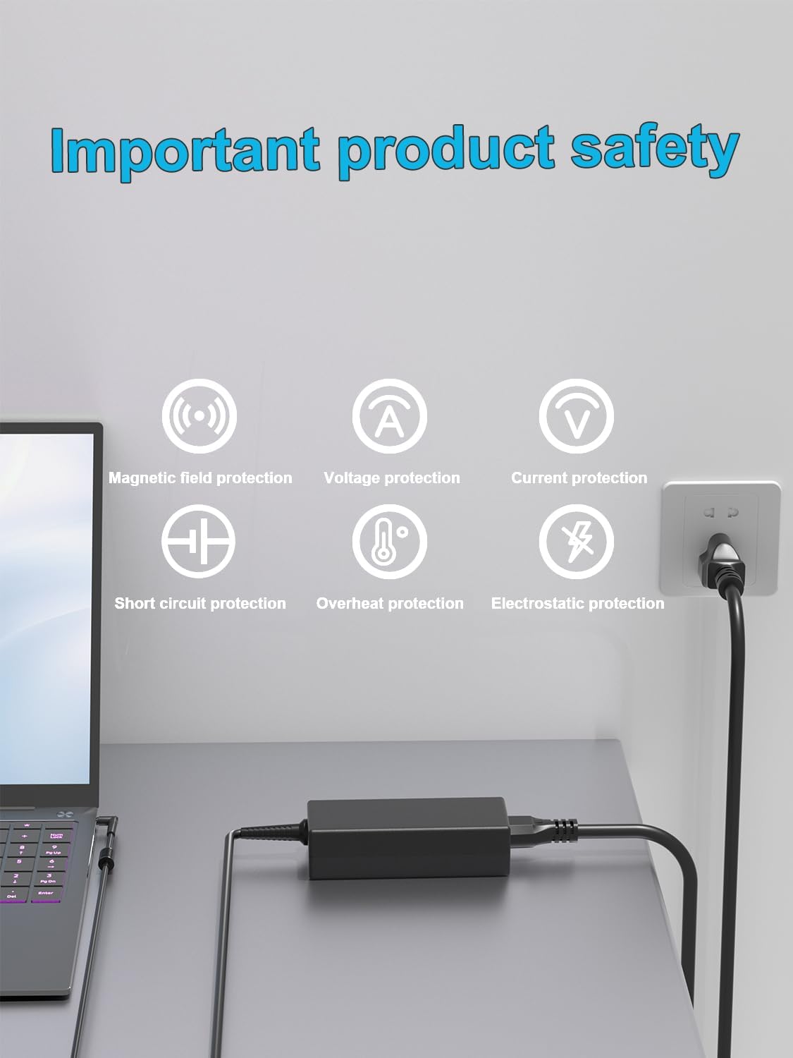 HSXIRQA 65W AC Charger Fit For Acer Aspire 5 1 Series A515 A515-53 A515-53G A515-52 A515-52G A515-52K A515-51 A515-51G A515-41G A515-43 A515-43G A517-51 A517-51G A114-31 A114-32 A111-31 A111-32 Laptop - Image 6