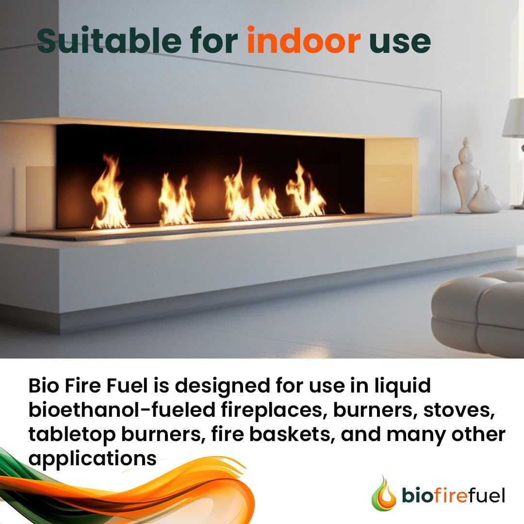 Combustibile a bioetanolo di alta qualità (12 litri) per camini, bracieri, bruciatori e stufe, combustibile liquido ad alta purezza, per uso interno ed esterno, con beccuccio Easy pour biofirefuel