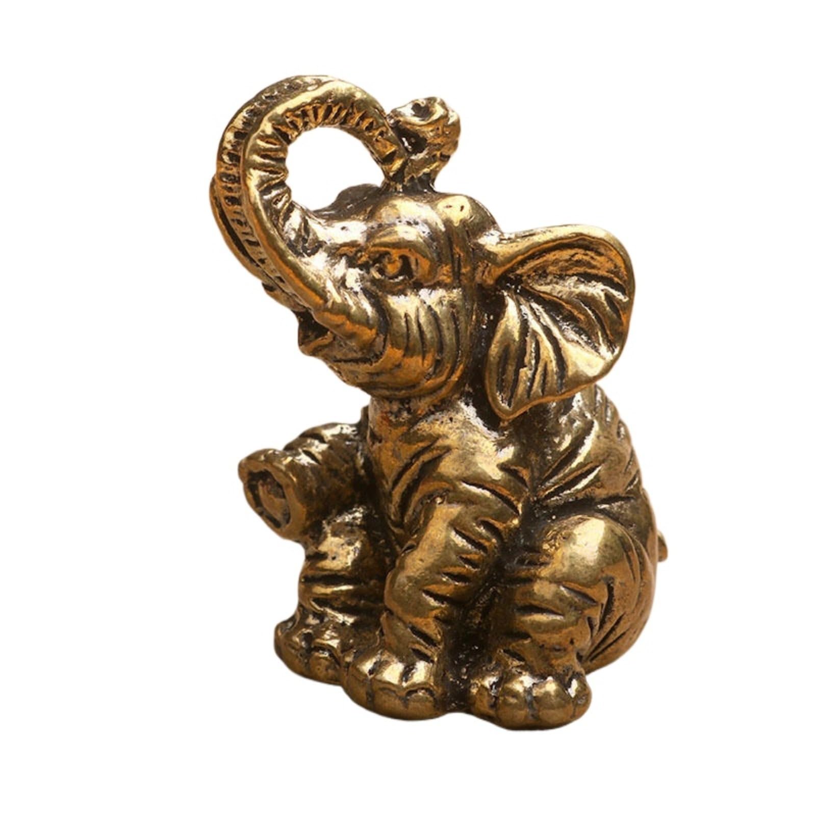 NGDFGR Brass Simulation Elephant Figurines,Interesting Animal Elephant Miniature Statue Sculpture Desktop Ornament Home Bonsai Micro Landscape Decor Accessories