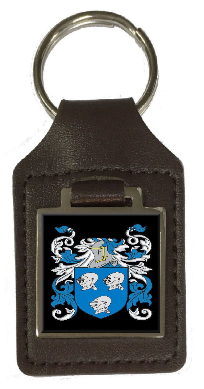 Herne Family Crest - Llavero de piel con diseño de escudo de apellidos