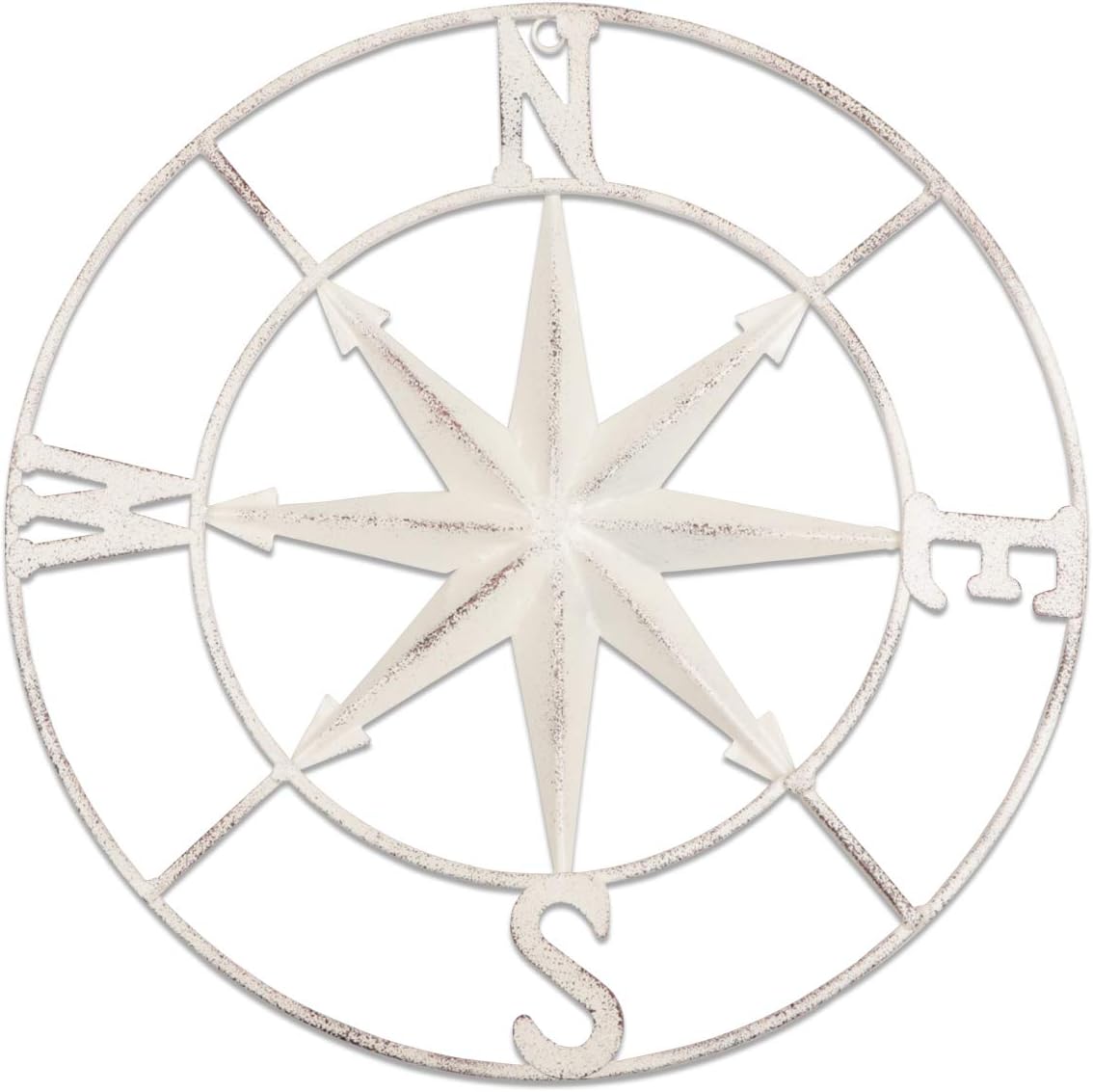YIYA Distressed Metal Compass Mural Decoration Nautical Decoration Bedroom Living Room Garden Office Wall Hanging Beach Theme Home Decoration