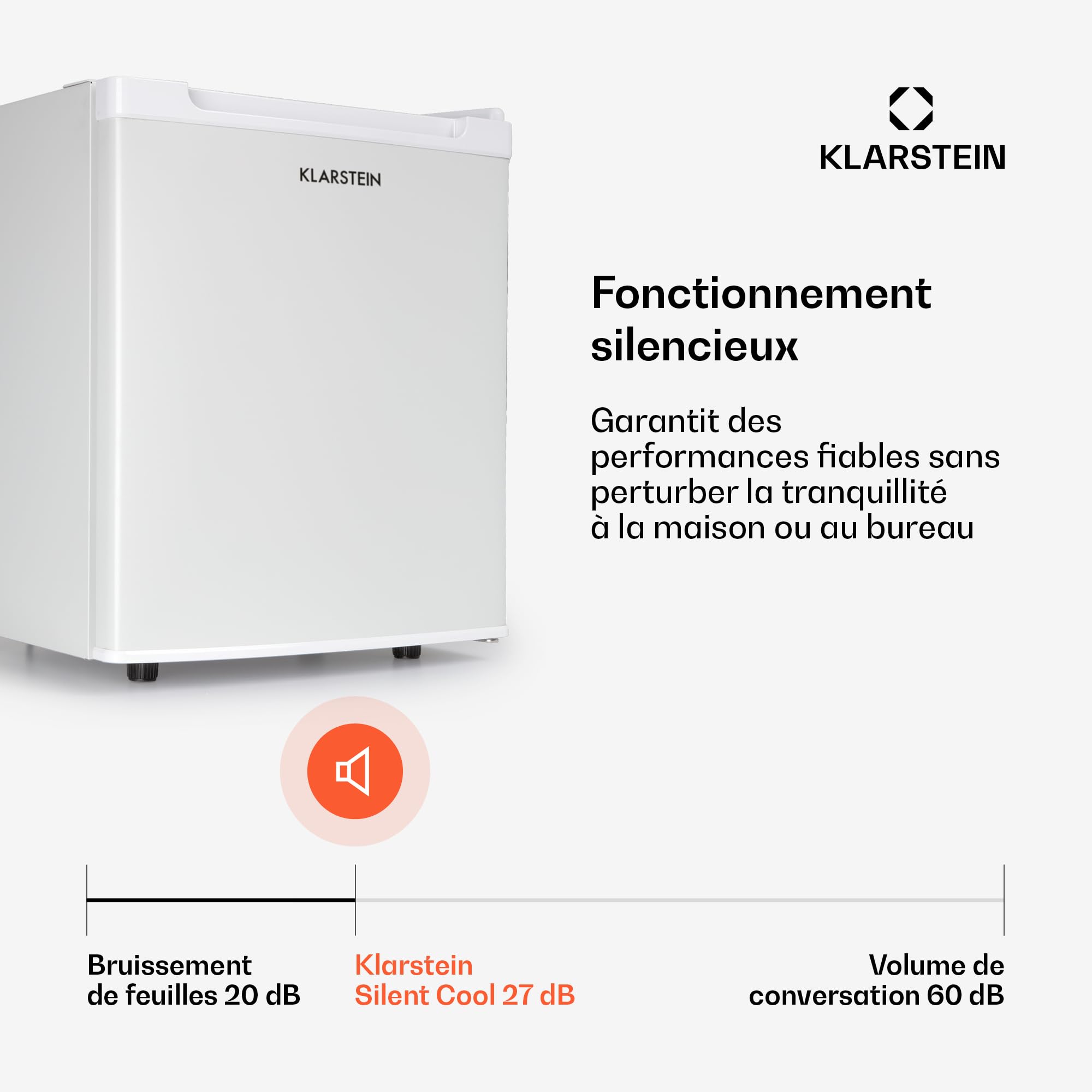 Klarstein Mini Frigo de Chambre de 30L pour Snacks et Boissons, Petit Frigo Top Silencieux, Mini Bar, Petit Réfrigérateur Camping, Mini Frigo Cosmetique, Refrigerateur avec Étagères Réglables, 5-15°C