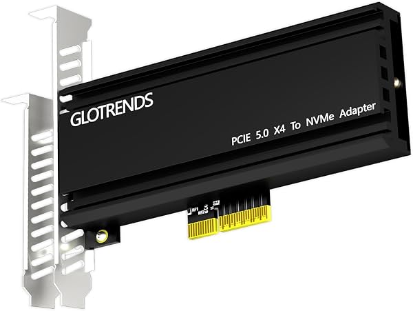 GLOTRENDS PA18 Adaptador M.2 NVMe a PCIe 5.0 X4 para SSD M.2 NVMe, Disipador de Aluminio Extragrande, Soporte Estándar y de Perfil Bajo (Negro)